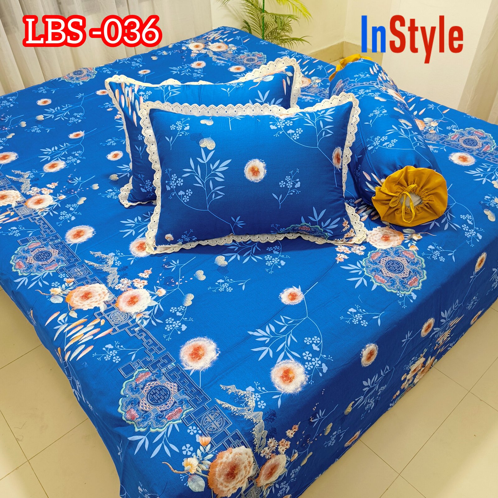 Crimson Bloom Premium Cotton Bedsheet Set with Designd Pillows